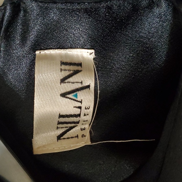 Vintage Nilani Black Long Sleeve Satin Blouse with Beaded Bows Sz 2 - Picture 4 of 12